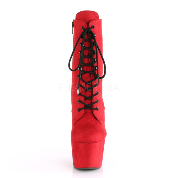 Valentine's Day High Heel Suede Platform Lace Up Ankle Boots - Picture 2 of 5